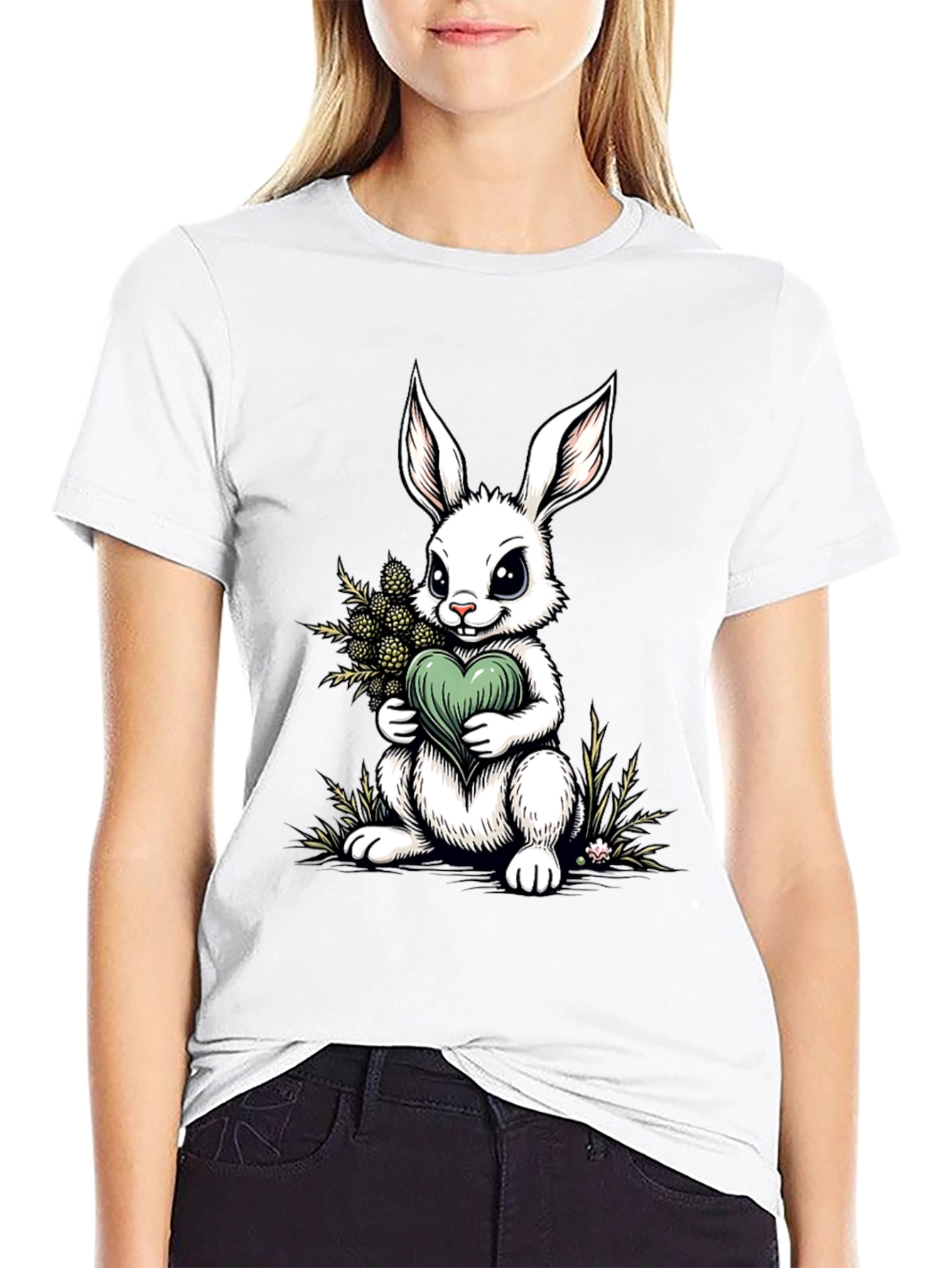 Bunny Heart Graphic Tee - Cute Rabbit Shirt