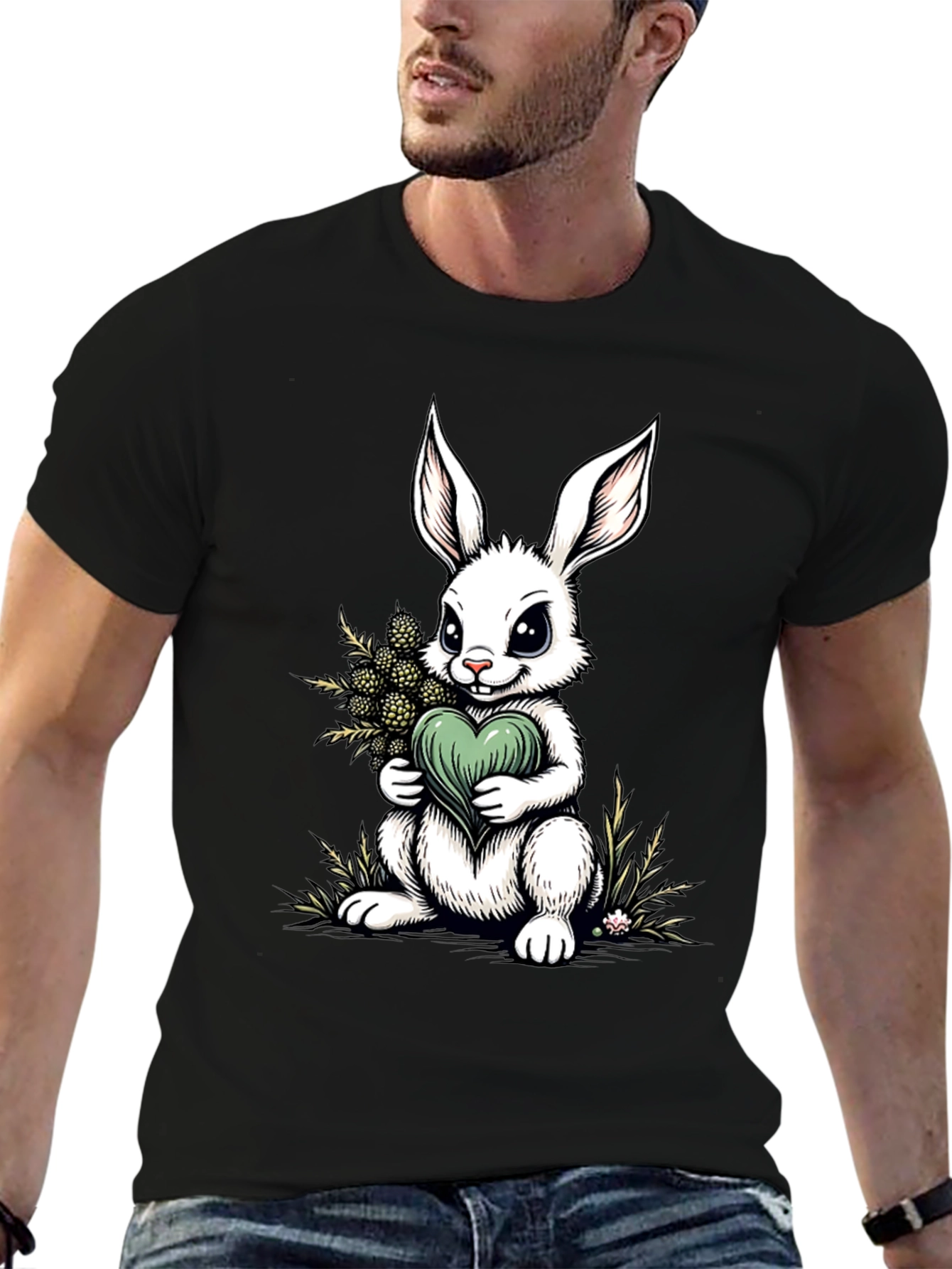 Bunny Heart Graphic Tee - Cute Rabbit Shirt