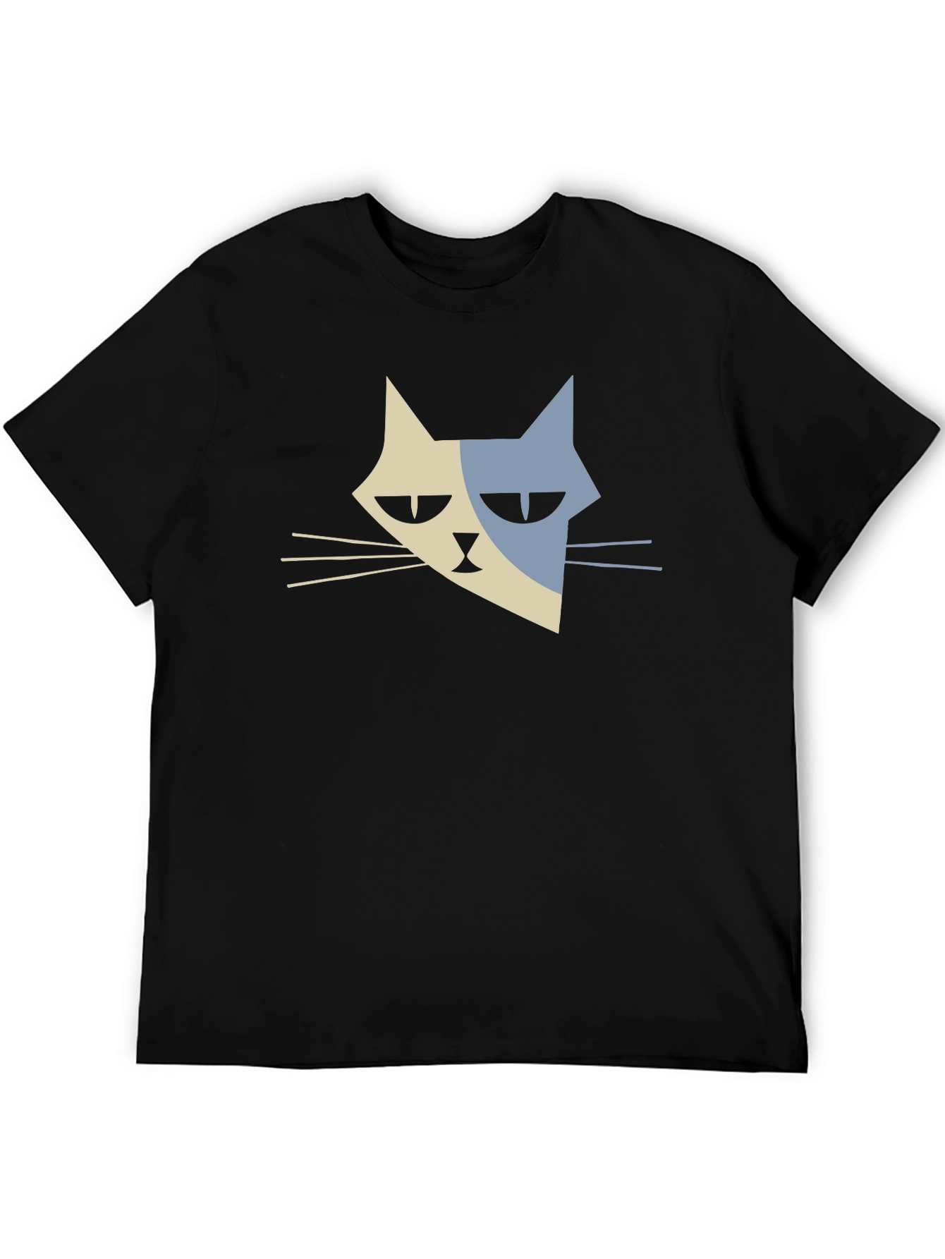 Modern Cat Graphic T-Shirt - Black