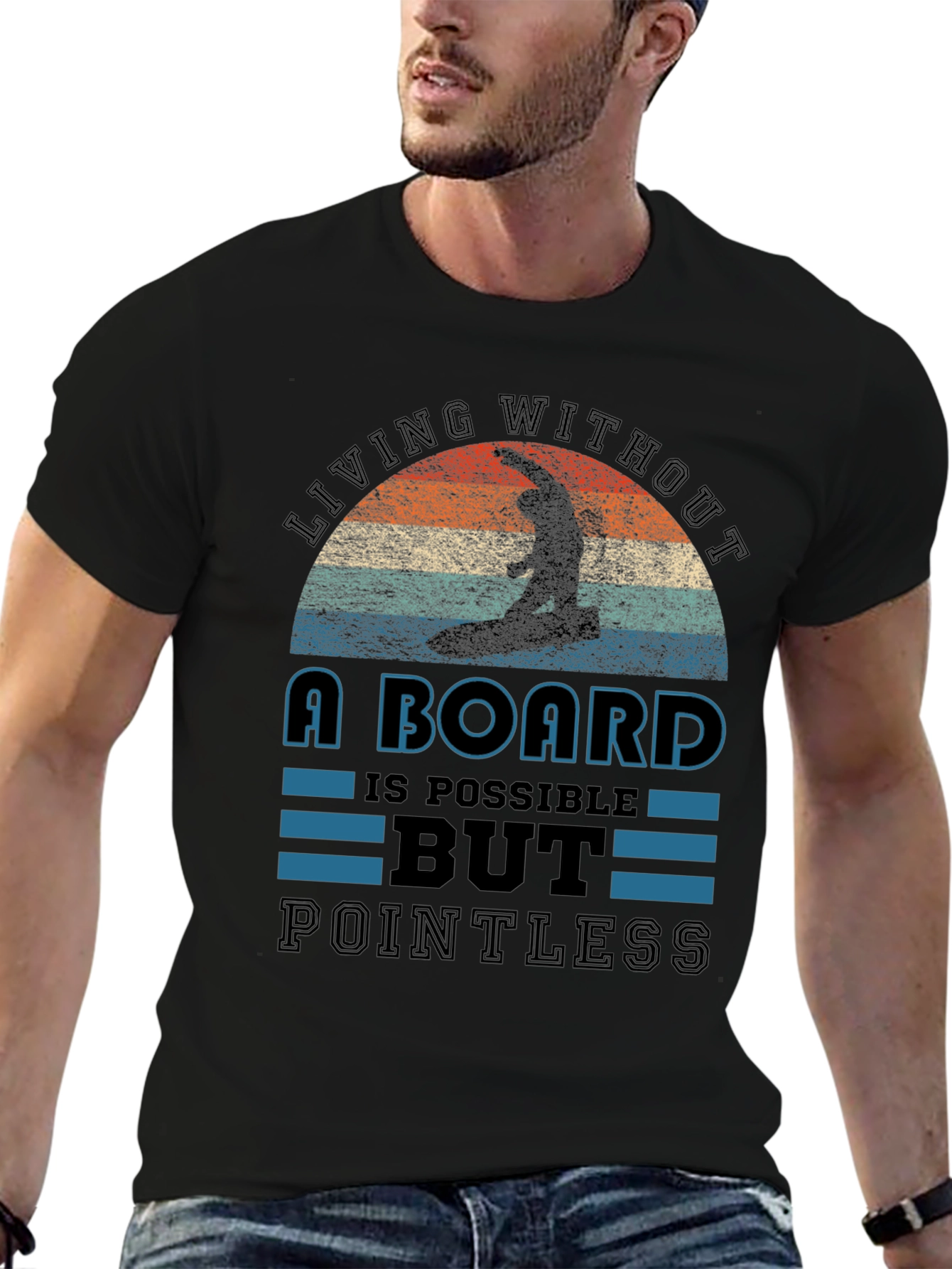 Surfing T-Shirt: Living Without a Board is Pointless Tee