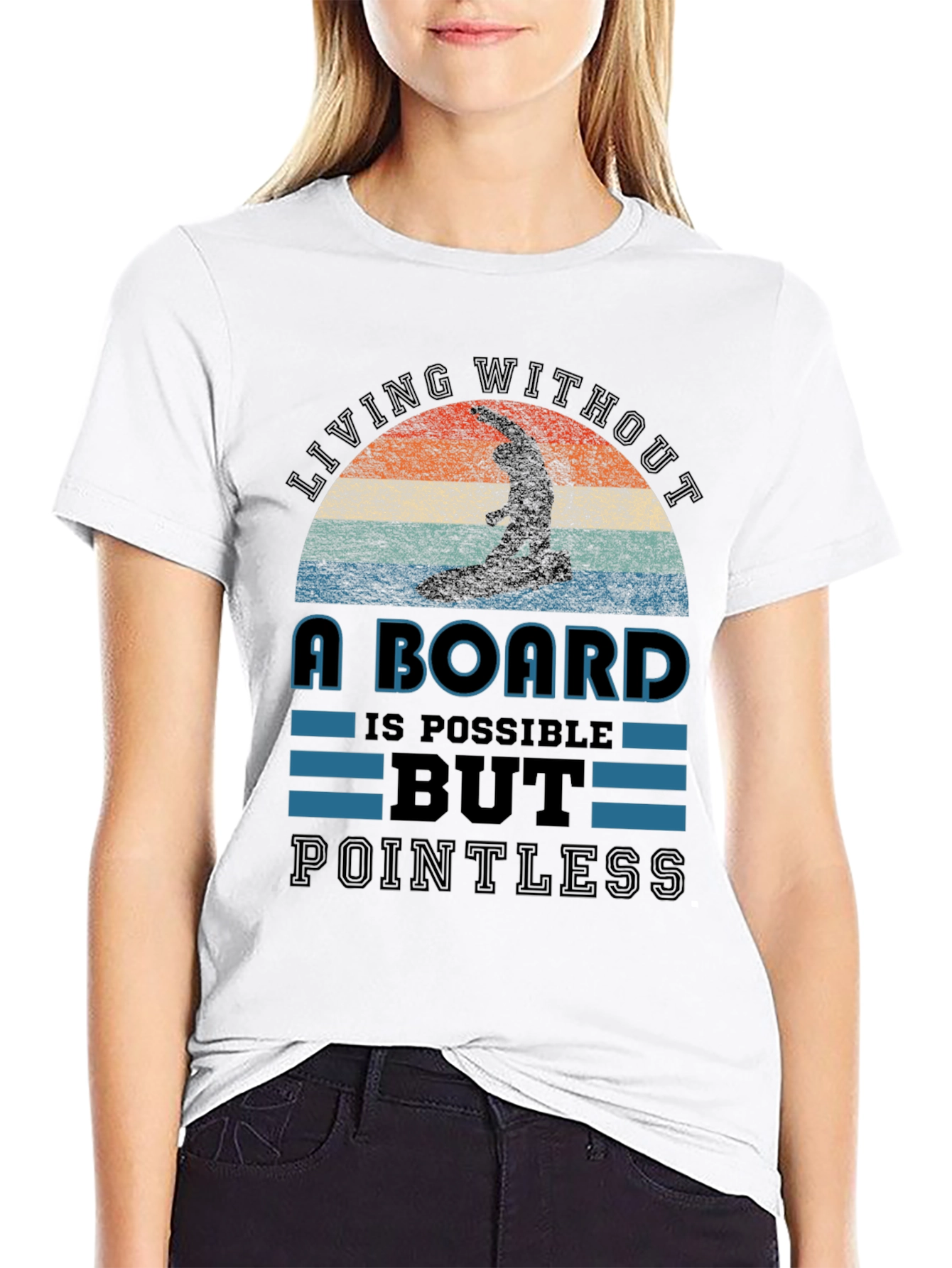 Surfing T-Shirt: Living Without a Board is Pointless Tee