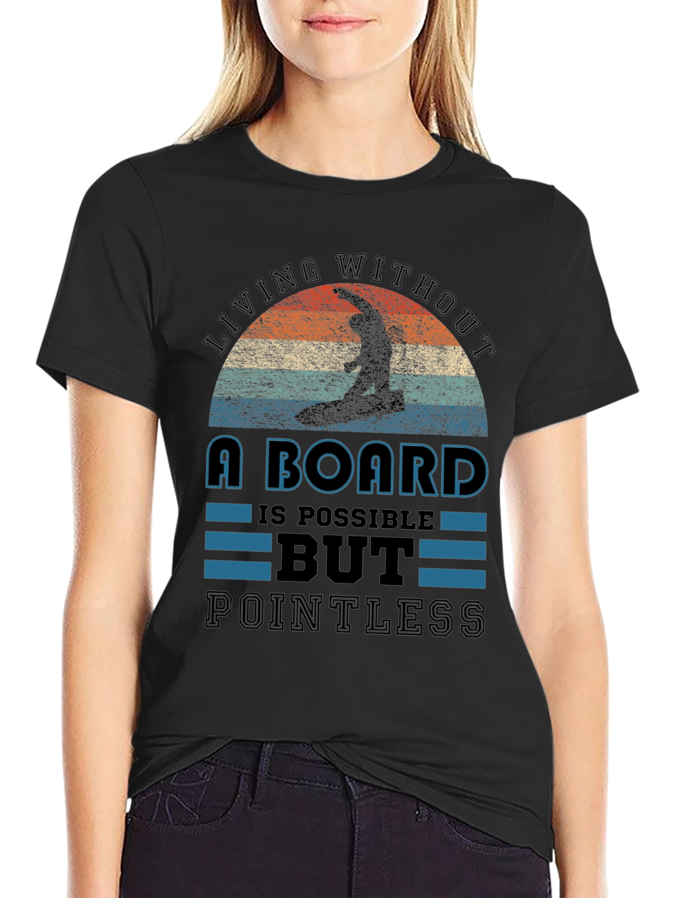 Surfing T-Shirt: Living Without a Board is Pointless Tee
