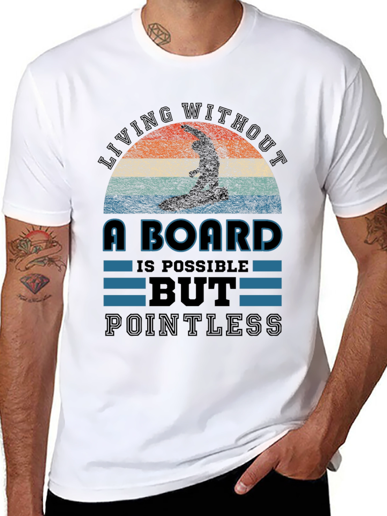 Surfing T-Shirt: Living Without a Board is Pointless Tee