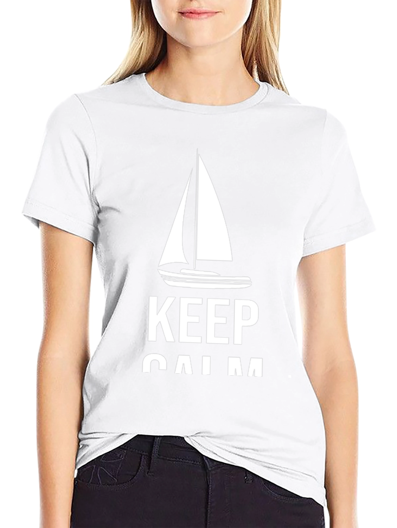 Keep Calm Sailboat T-Shirt - Black Cotton Tee