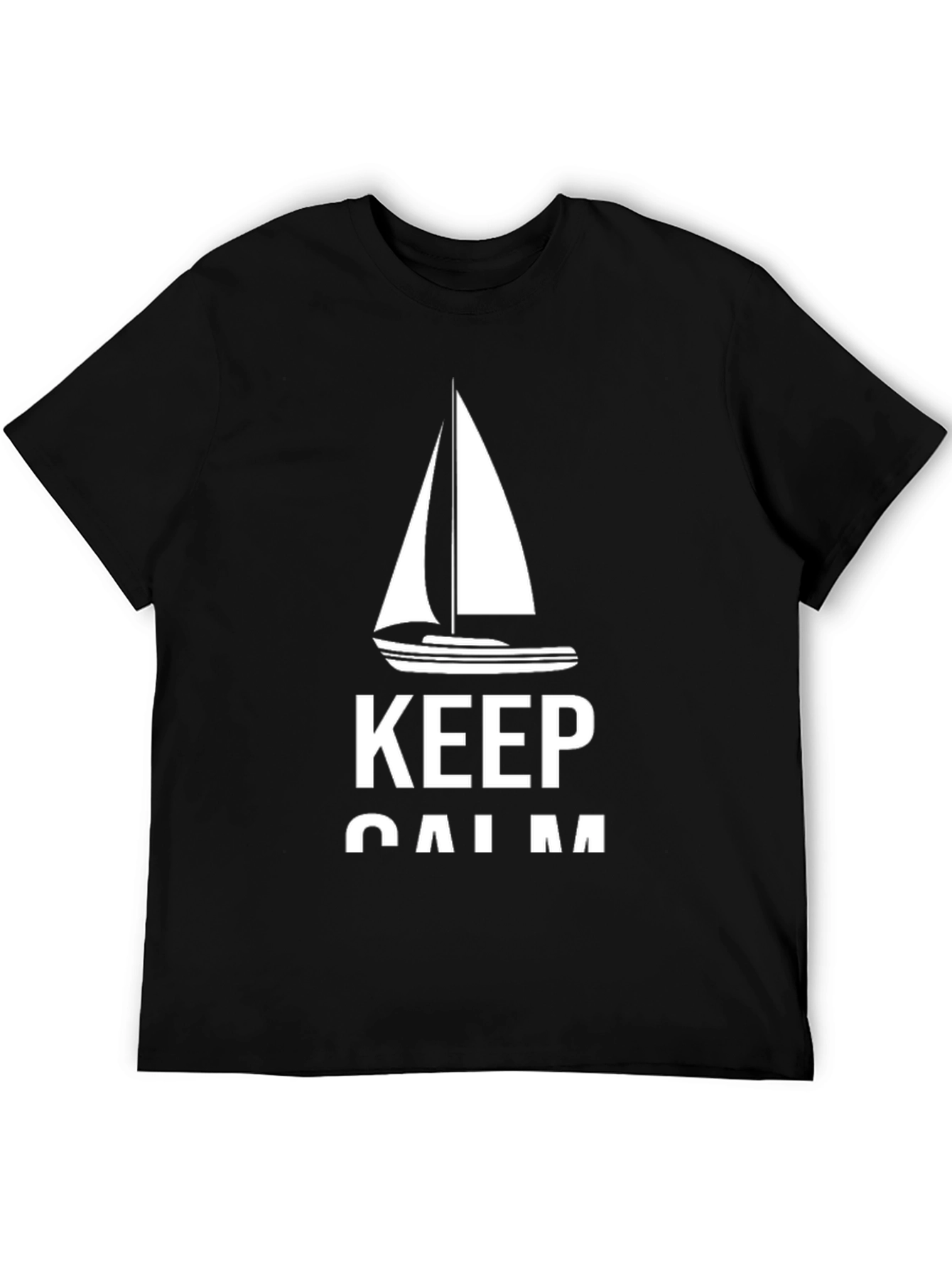Keep Calm Sailboat T-Shirt - Black Cotton Tee