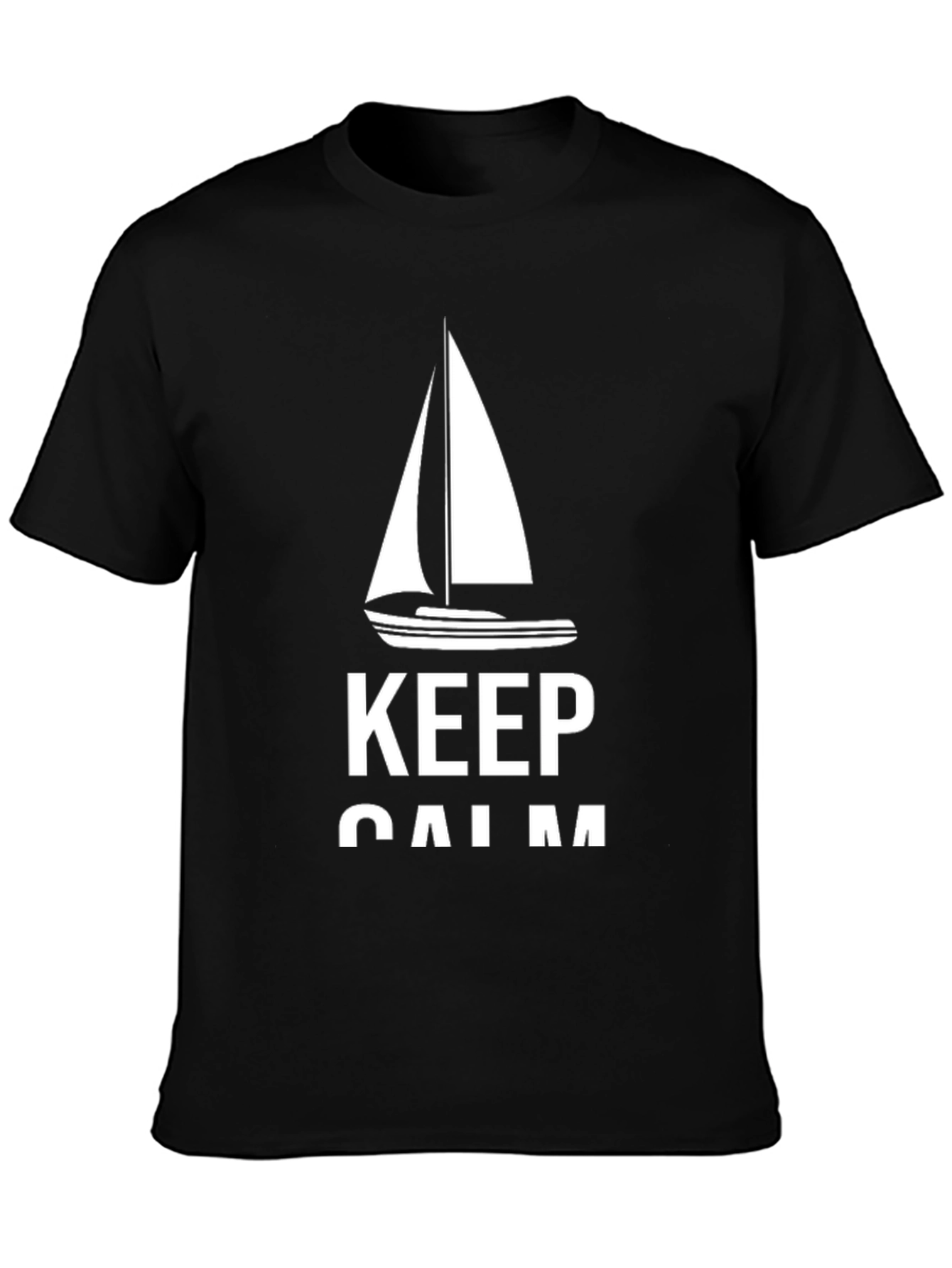 Keep Calm Sailboat T-Shirt - Black Cotton Tee