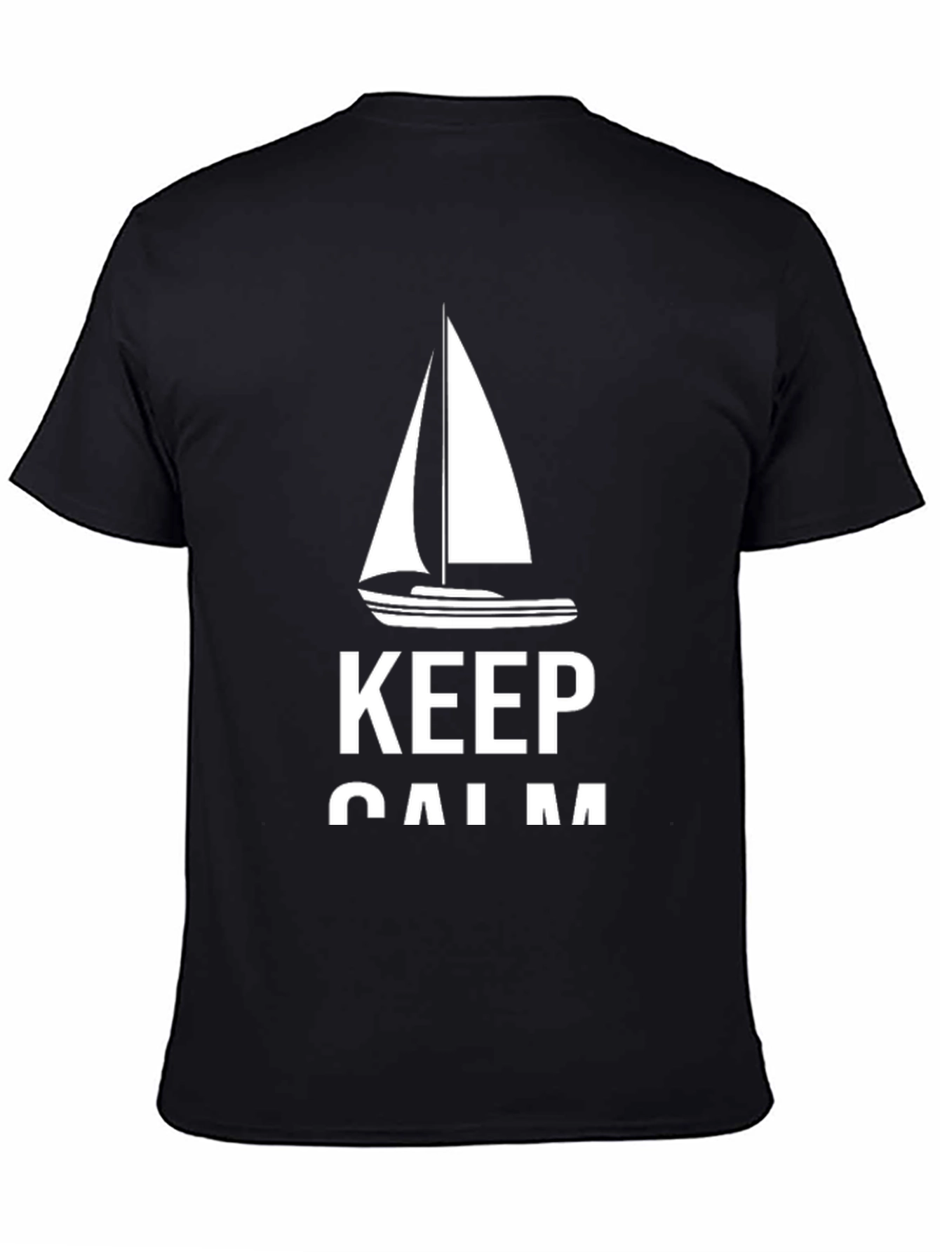 Keep Calm Sailboat T-Shirt - Black Cotton Tee