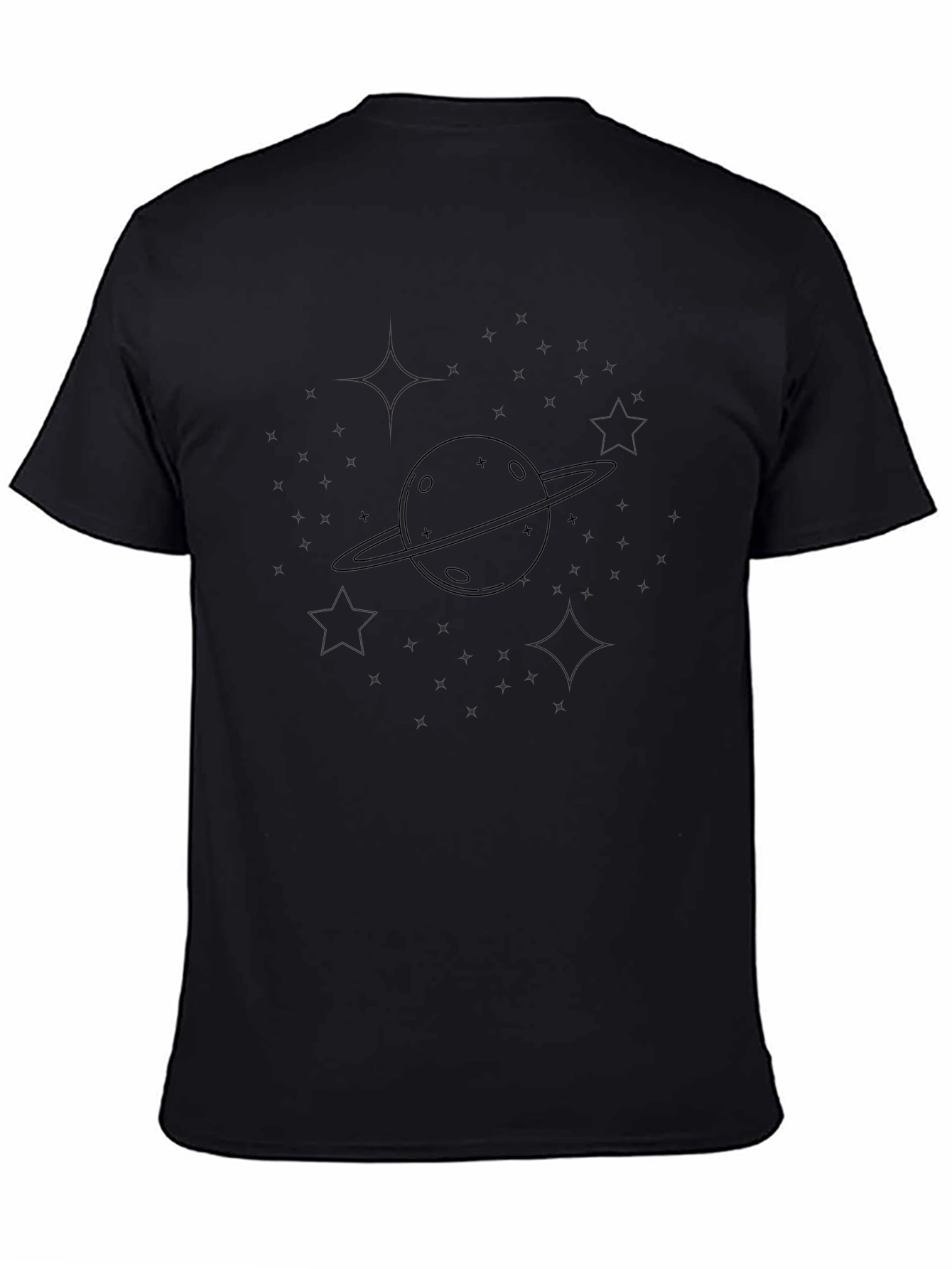 Saturn Graphic Black T-Shirt - Casual Space Tee