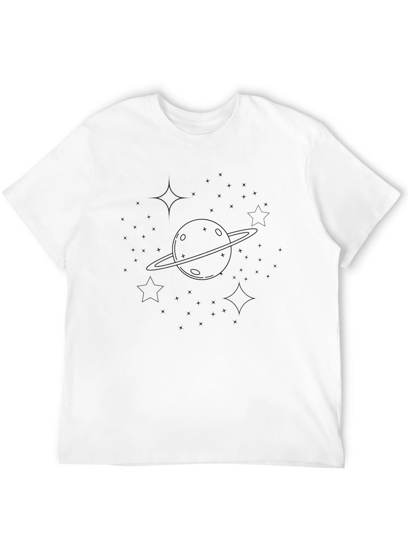 Saturn Graphic Black T-Shirt - Casual Space Tee