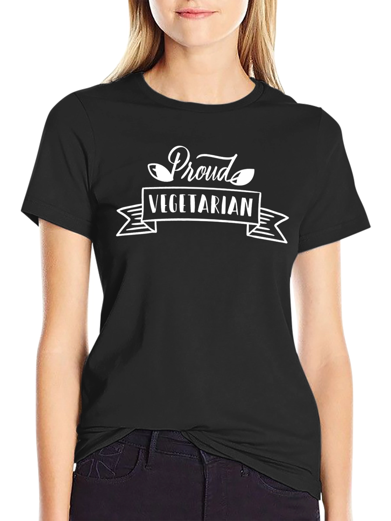 Proud Vegetarian Graphic T-Shirt - Black