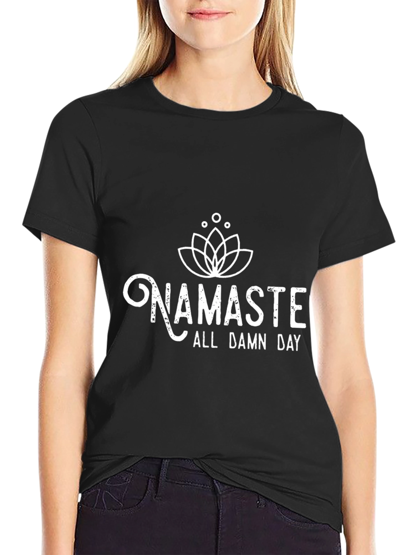 Namaste All Damn Day Black T-Shirt