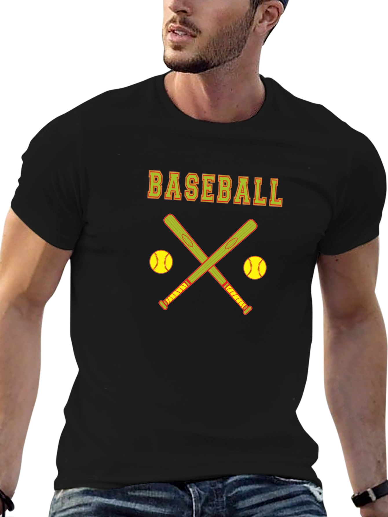 Baseball Graphic Tee - Crossed Bats Design