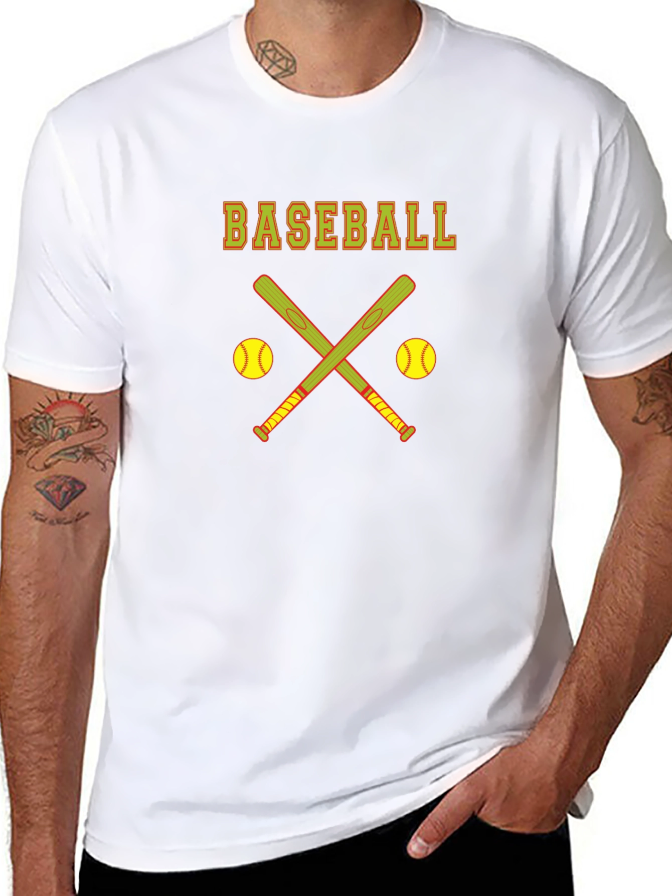 Baseball Graphic Tee - Crossed Bats Design