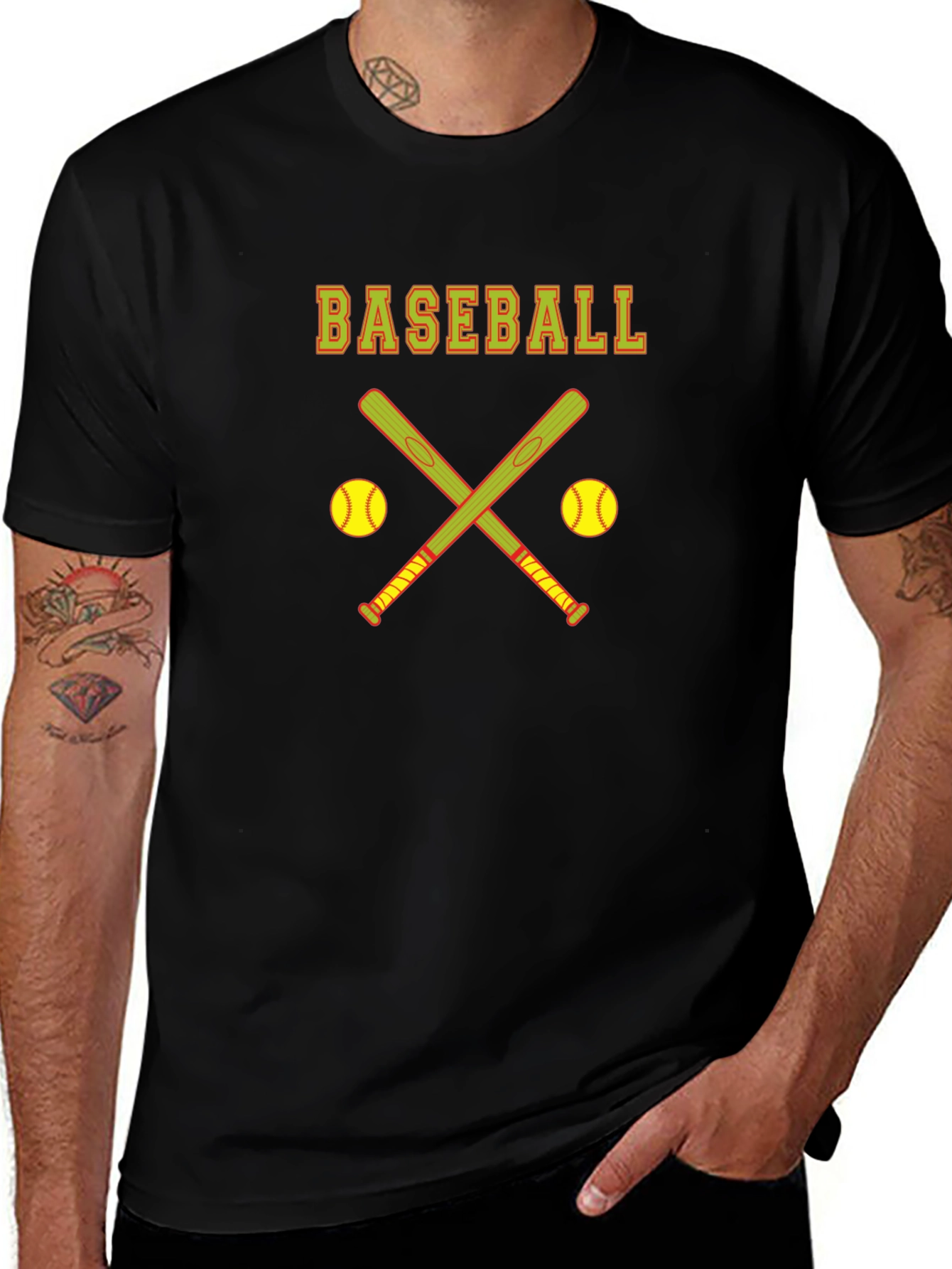 Baseball Graphic Tee - Crossed Bats Design