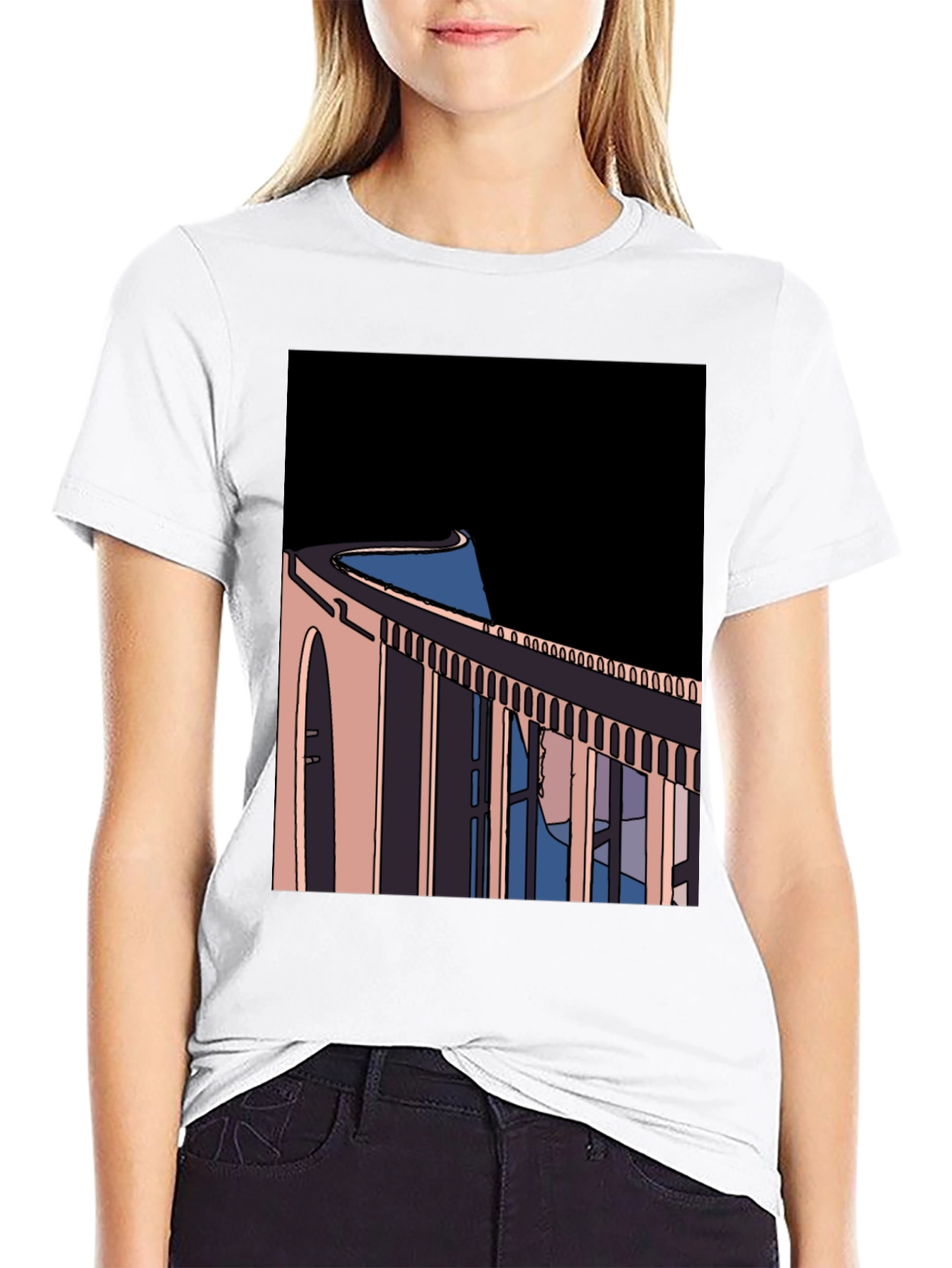Abstract Bridge Graphic Tee - Black