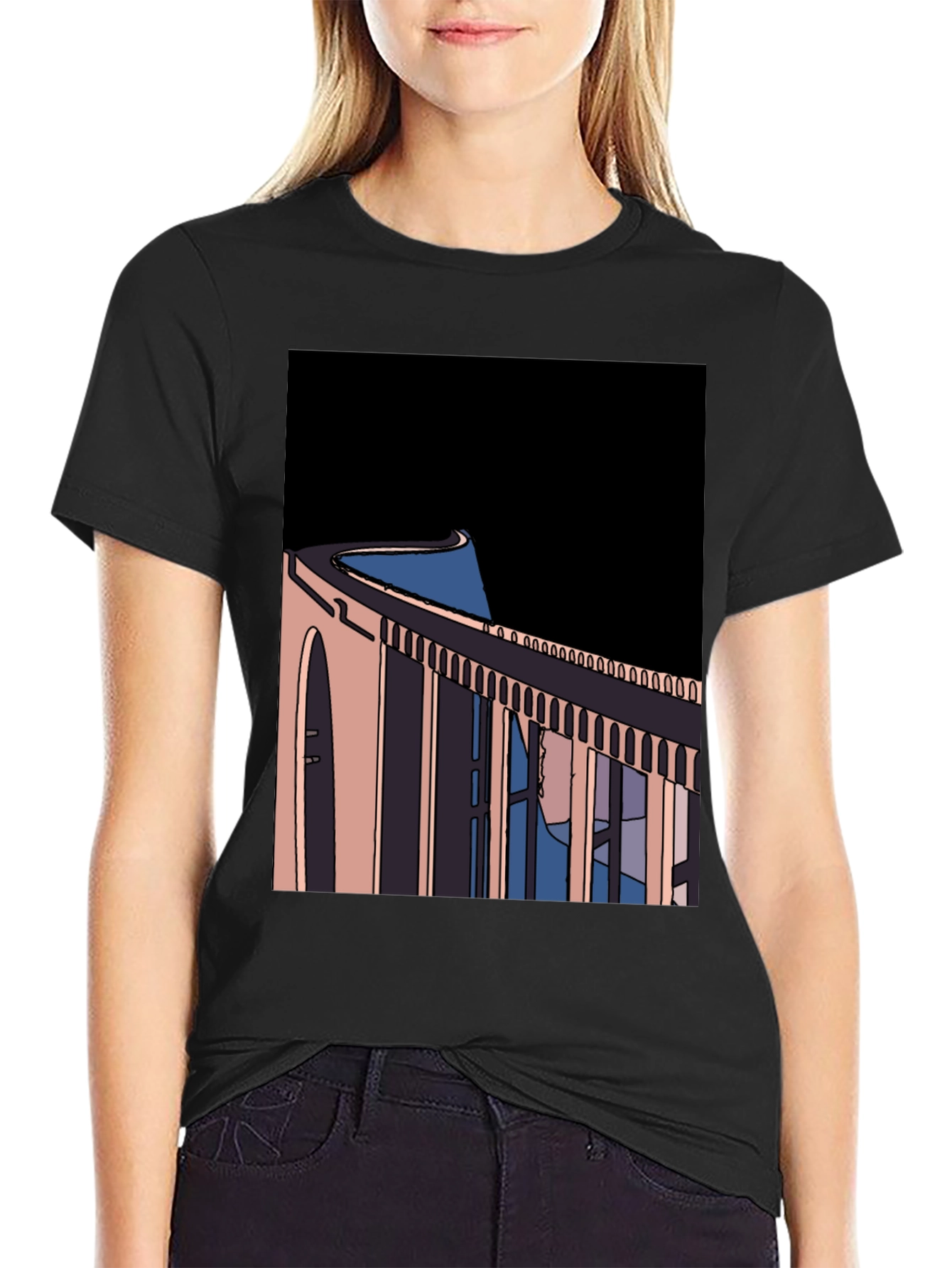 Abstract Bridge Graphic Tee - Black