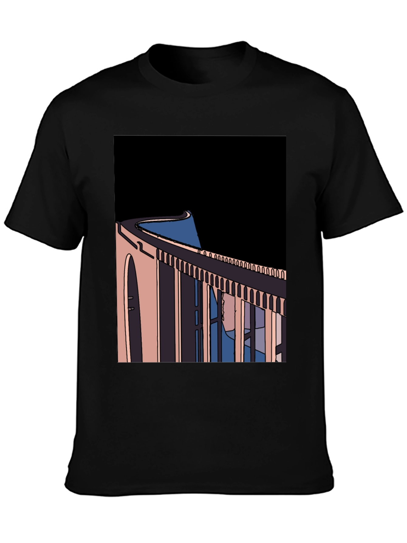 Abstract Bridge Graphic Tee - Black