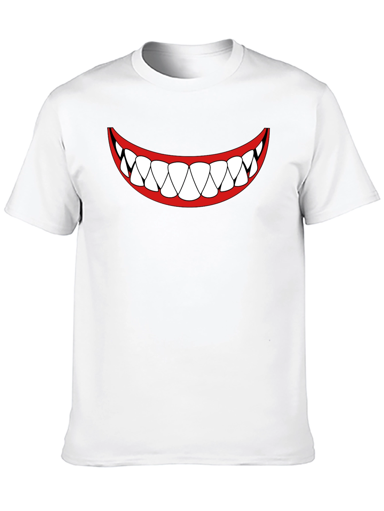 Mens Black T-Shirt - Cartoon Teeth Smile Design