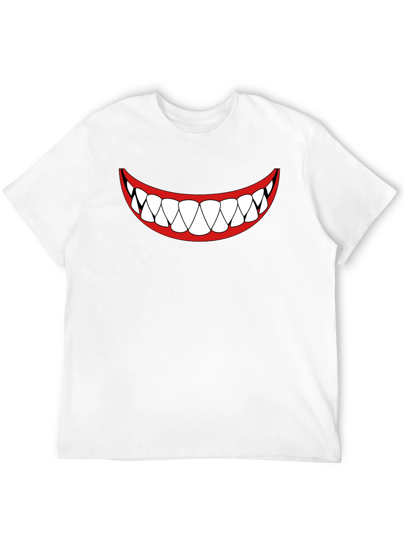 Mens Black T-Shirt - Cartoon Teeth Smile Design