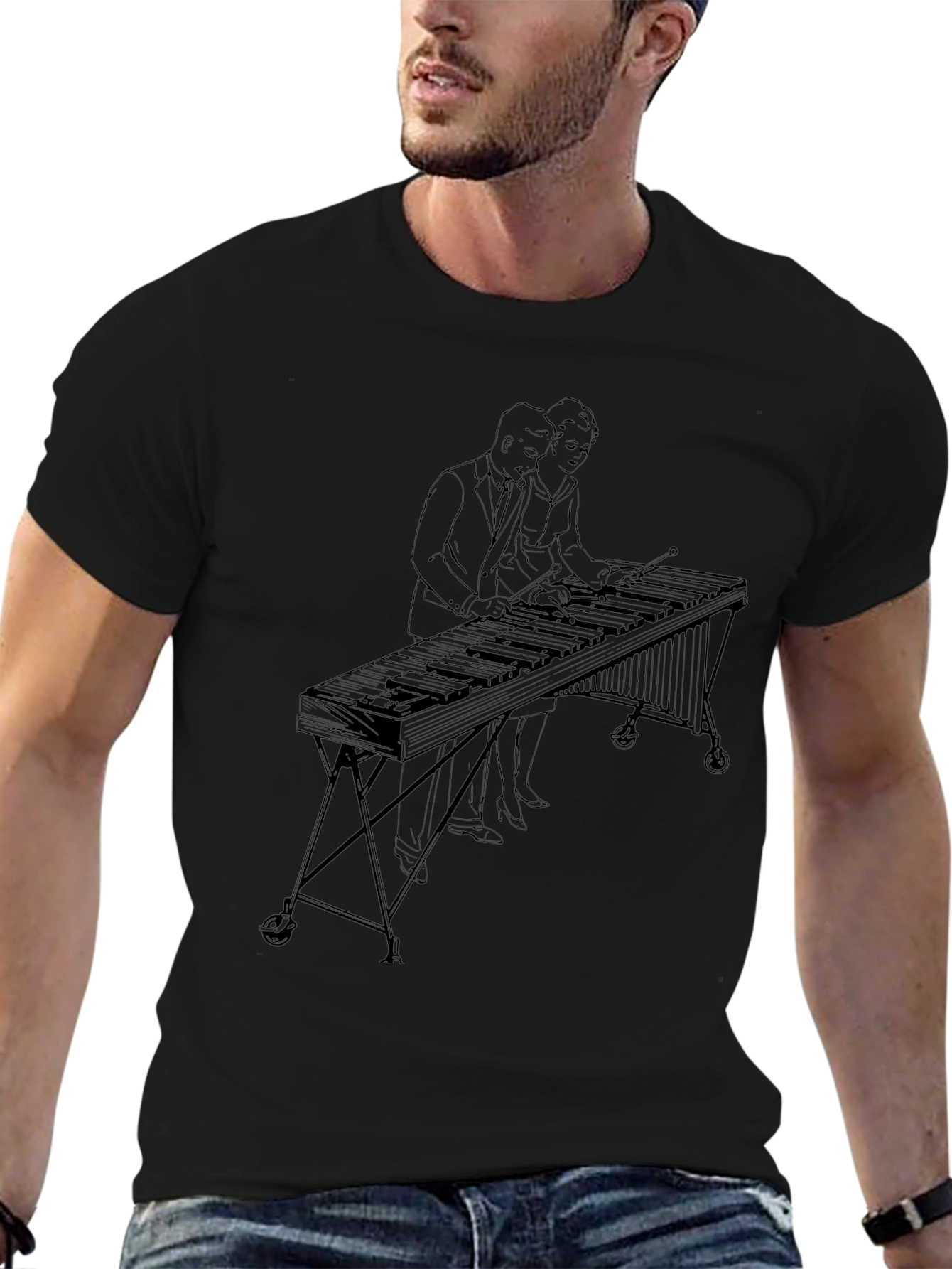 Marimba Duo T-Shirt - Black Cotton Tee