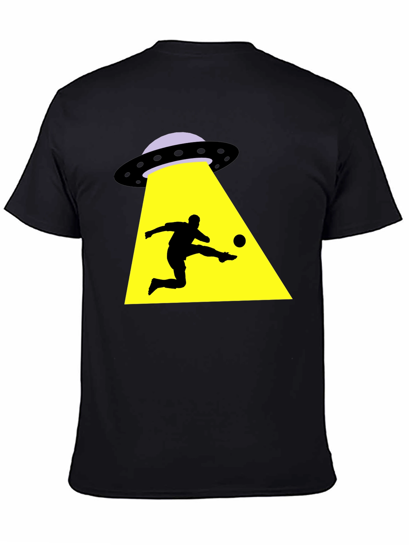 Alien Abduction Soccer T-Shirt - Black Cotton Tee