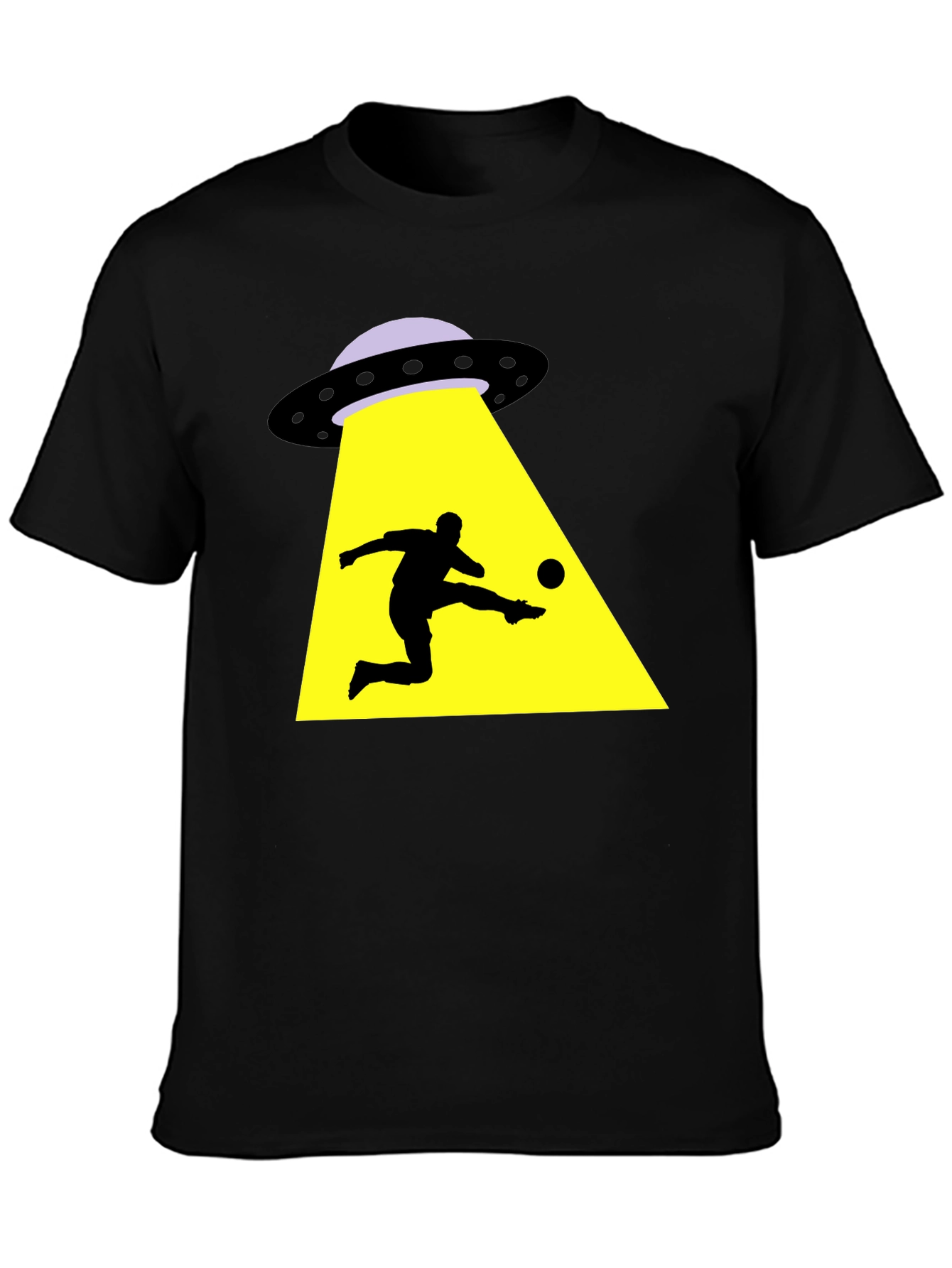 Alien Abduction Soccer T-Shirt - Black Cotton Tee