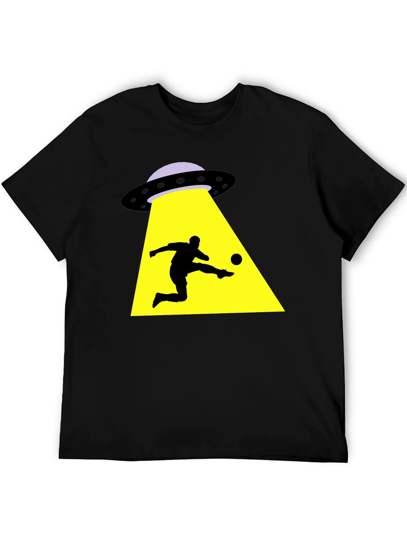 Alien Abduction Soccer T-Shirt - Black Cotton Tee