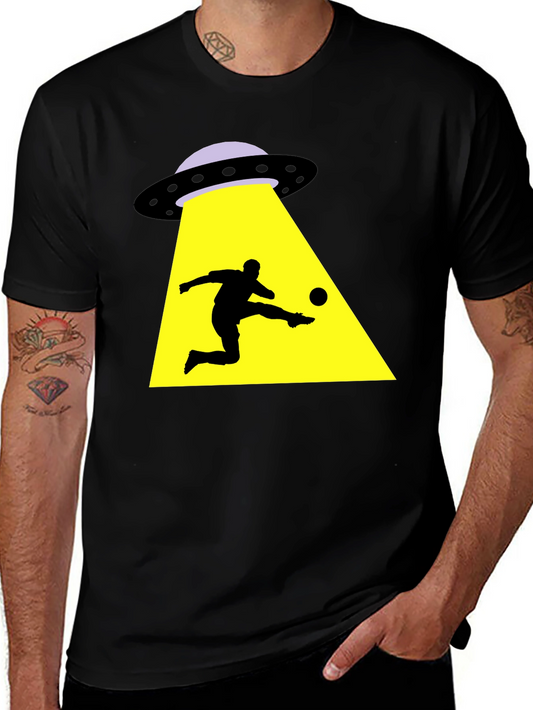 Alien Abduction Soccer T-Shirt - Black Cotton Tee