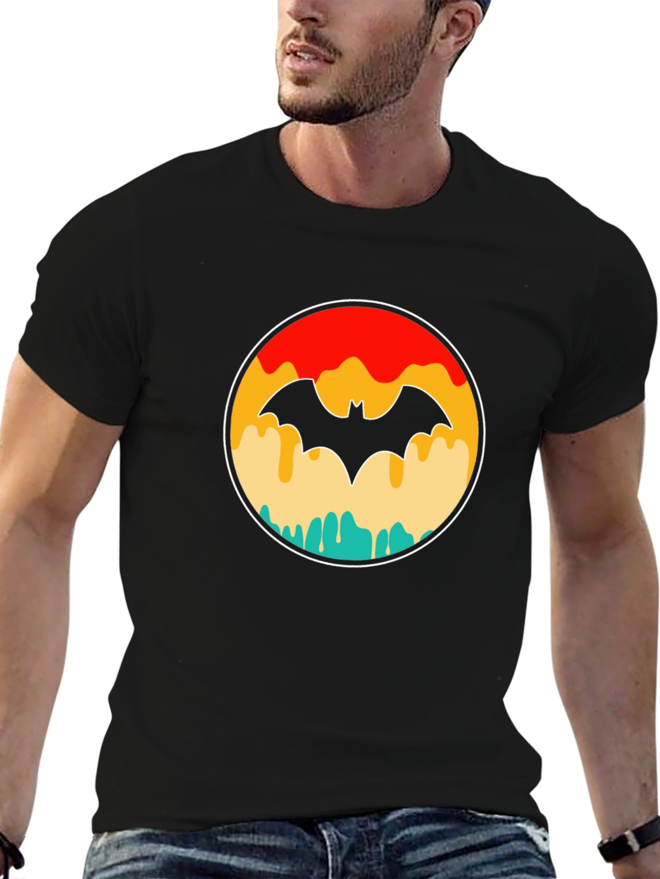 Retro Batman T-Shirt - Graphic Print Black Tee