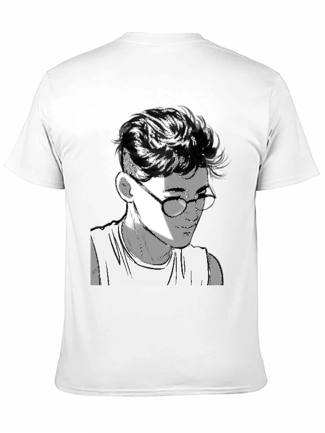 Mens Black Graphic Tee - Retro Anime Design