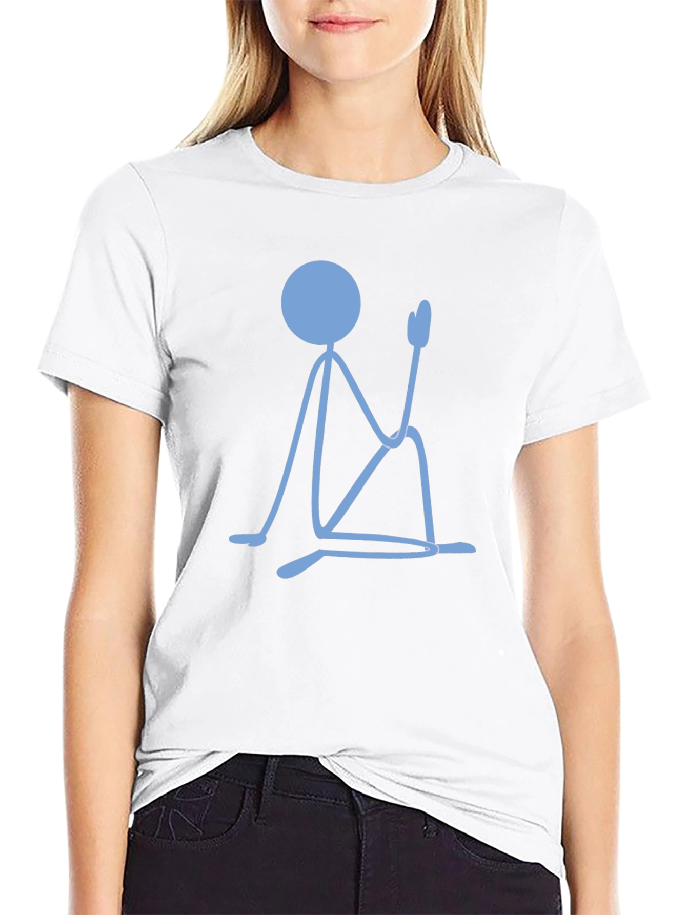 Meditating Stick Figure Graphic Tee - Black
