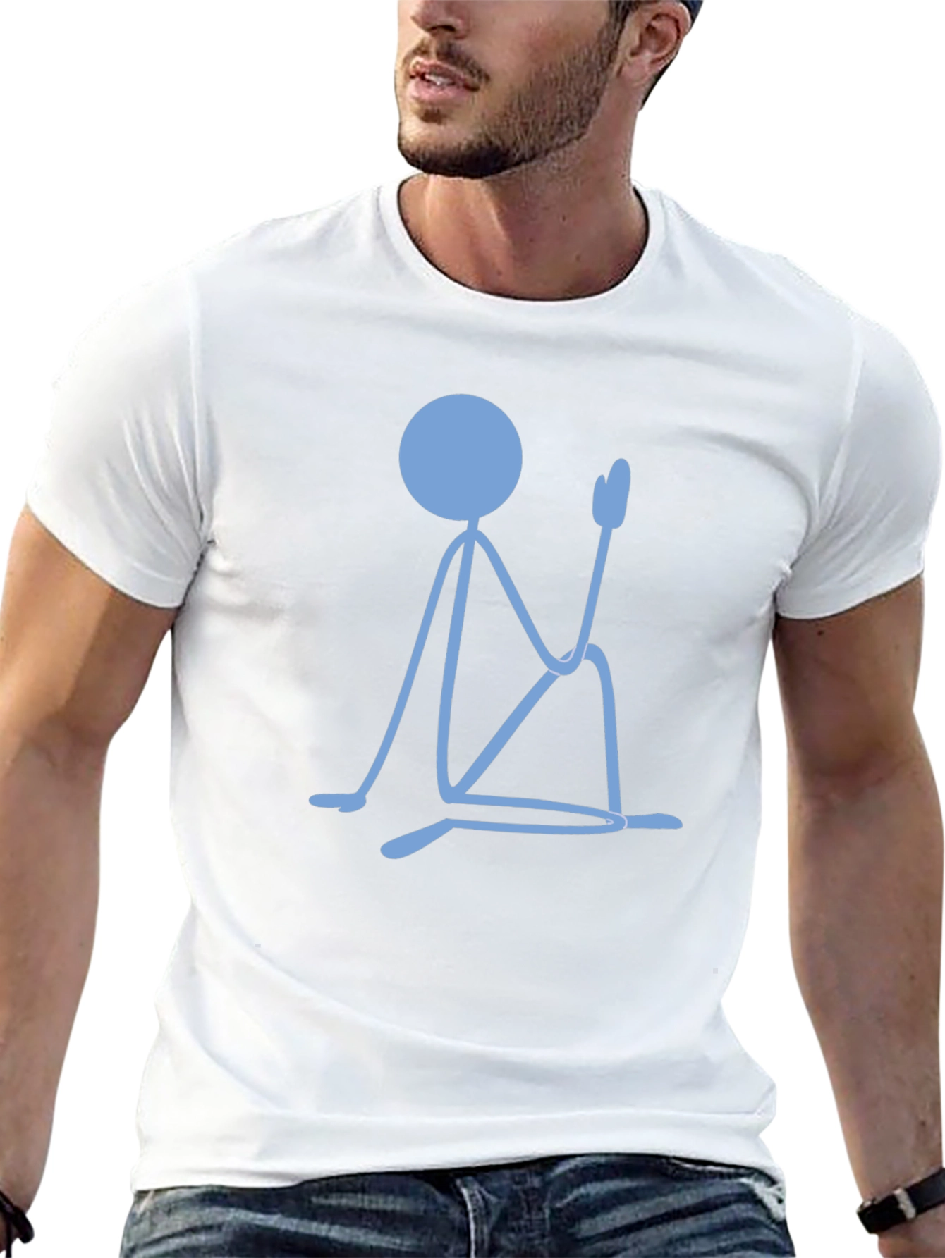 Meditating Stick Figure Graphic Tee - Black