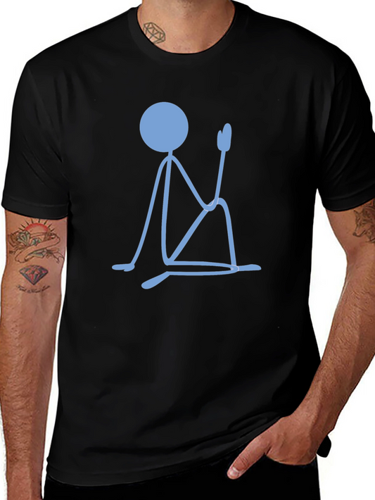 Meditating Stick Figure Graphic Tee - Black