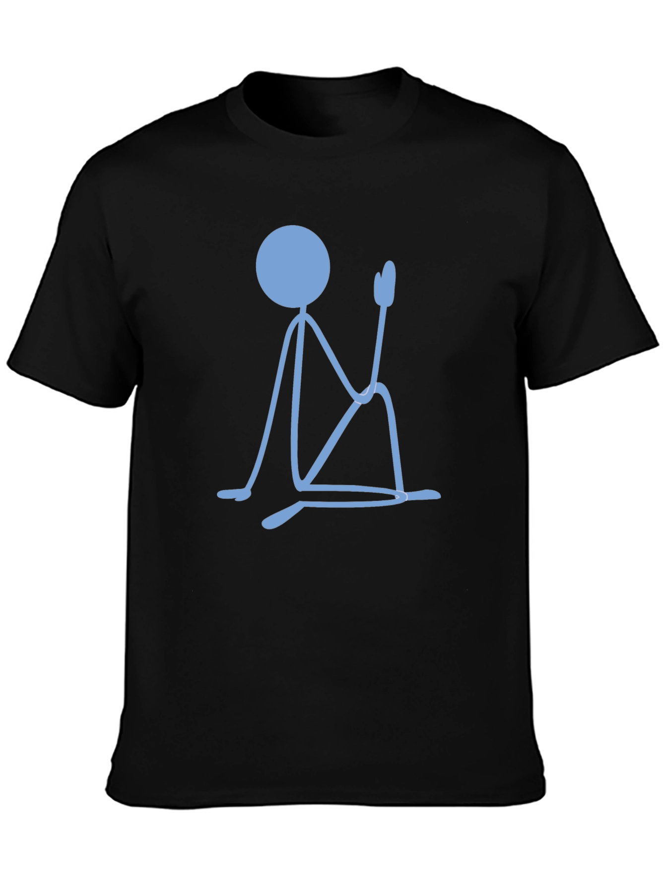 Meditating Stick Figure Graphic Tee - Black