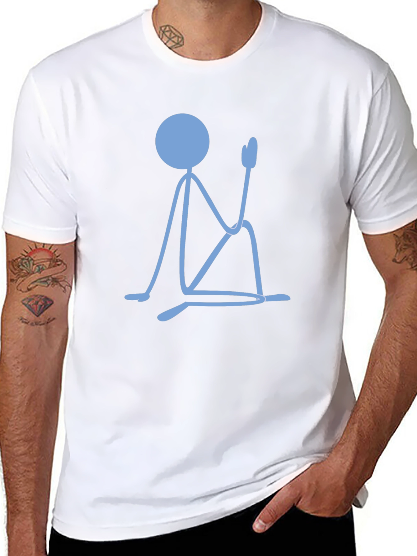 Meditating Stick Figure Graphic Tee - Black