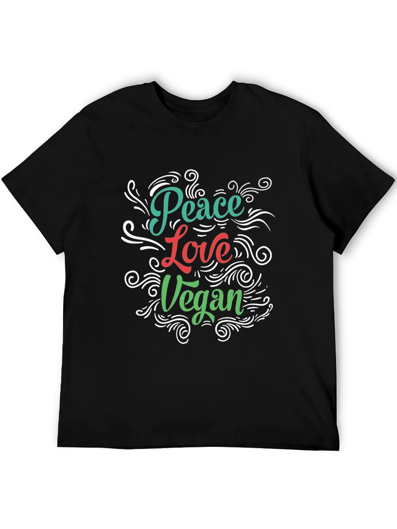 Peace Love Vegan T-Shirt - Black