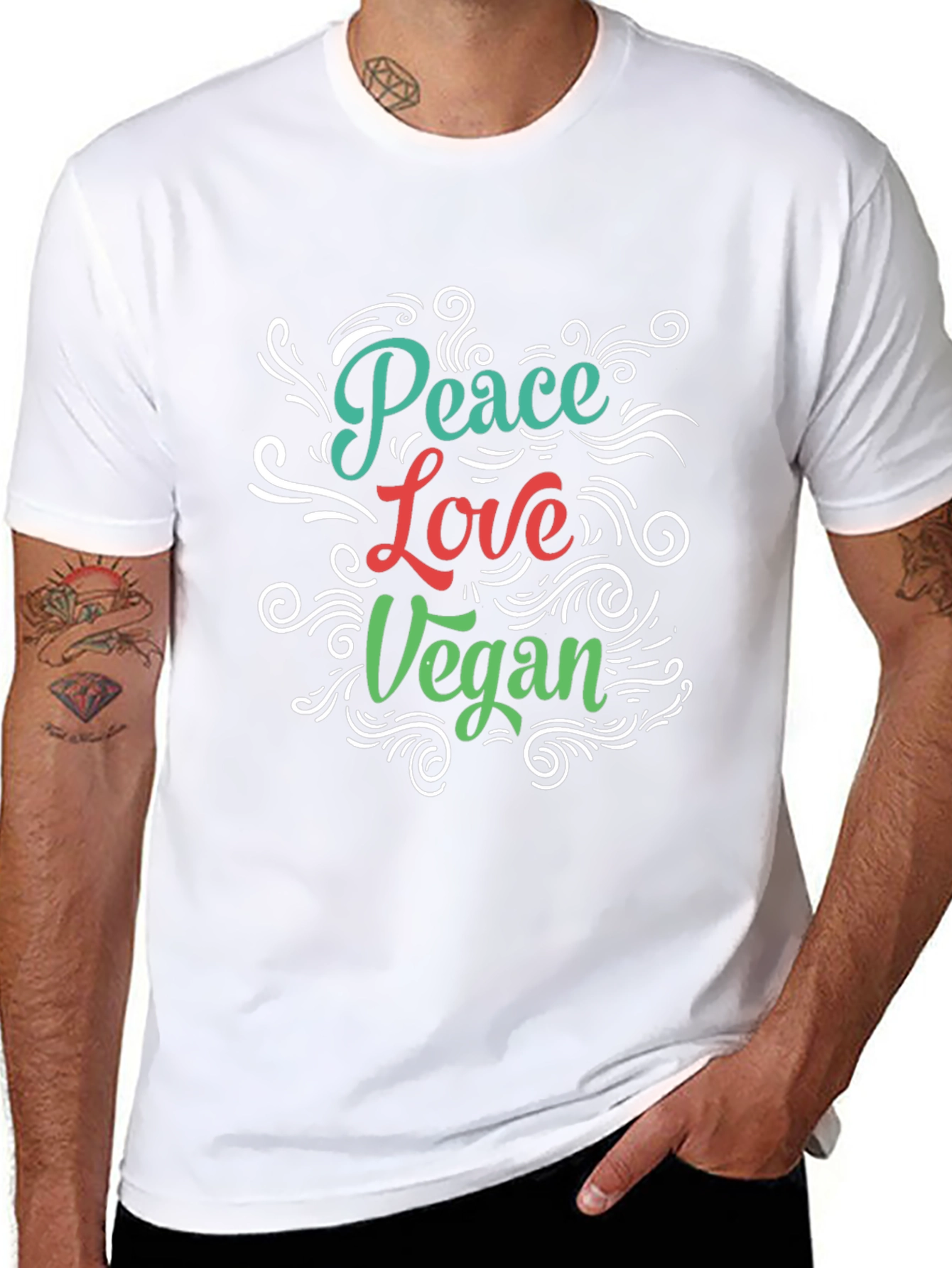 Peace Love Vegan T-Shirt - Black