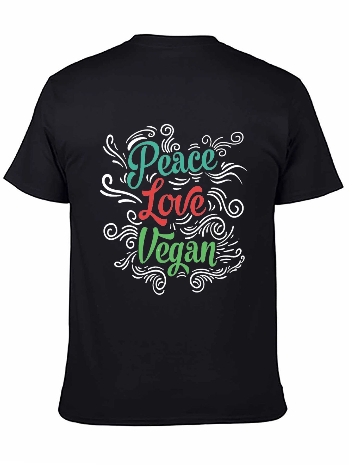 Peace Love Vegan T-Shirt - Black