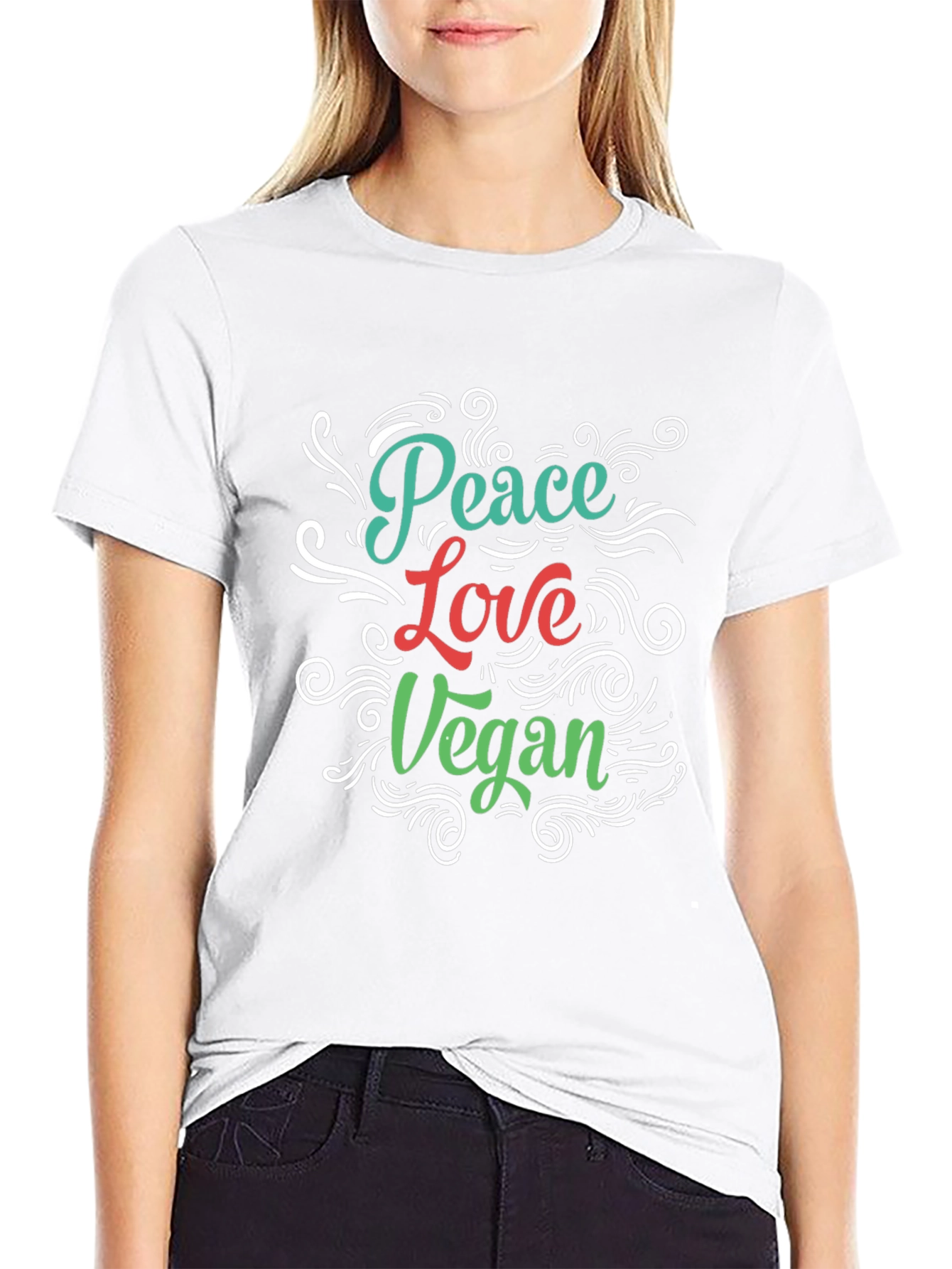 Peace Love Vegan T-Shirt - Black