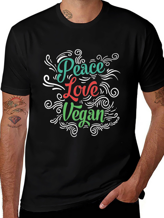 Peace Love Vegan T-Shirt - Black