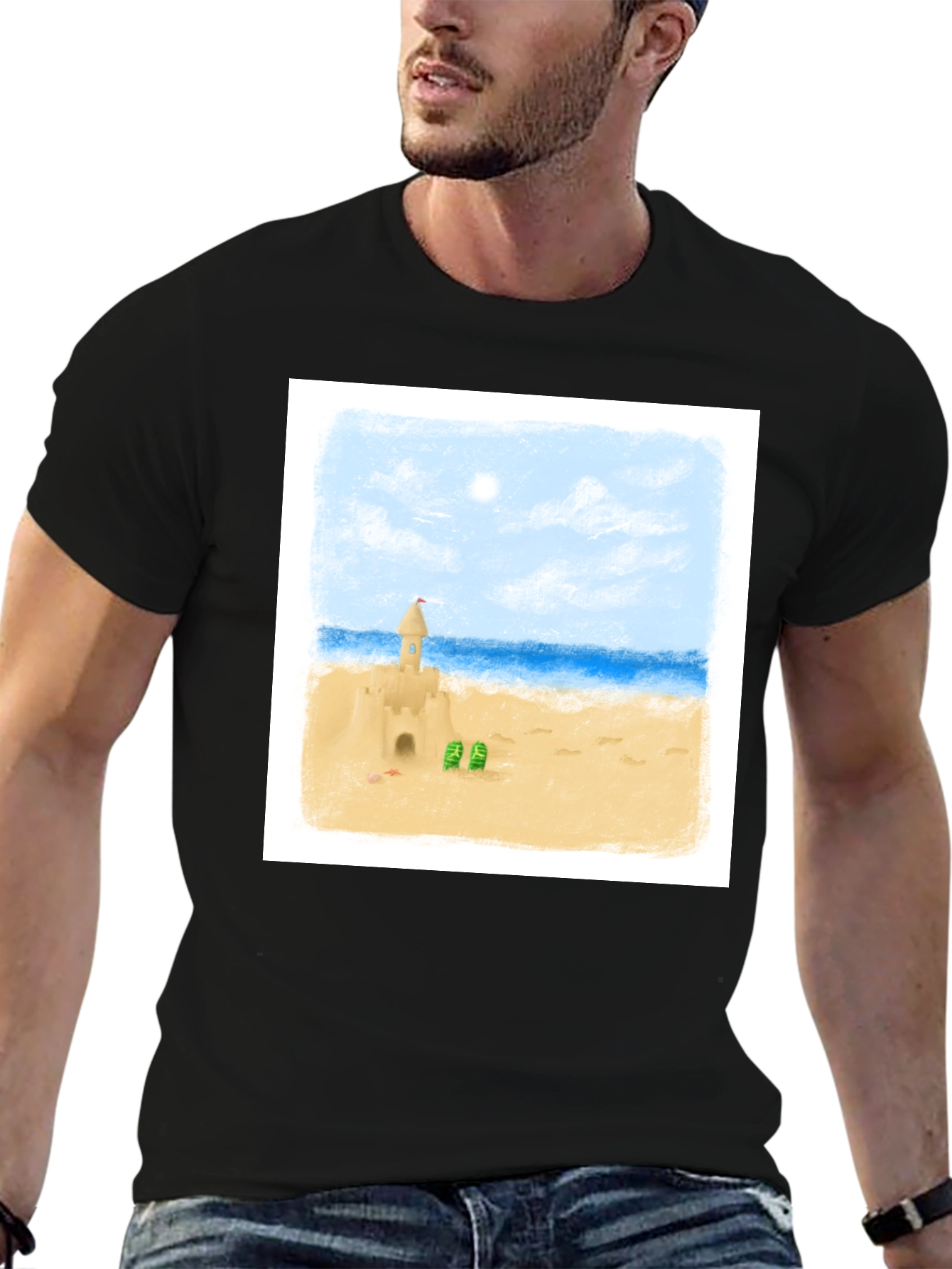 Sandcastle Beach Day T-Shirt - Black
