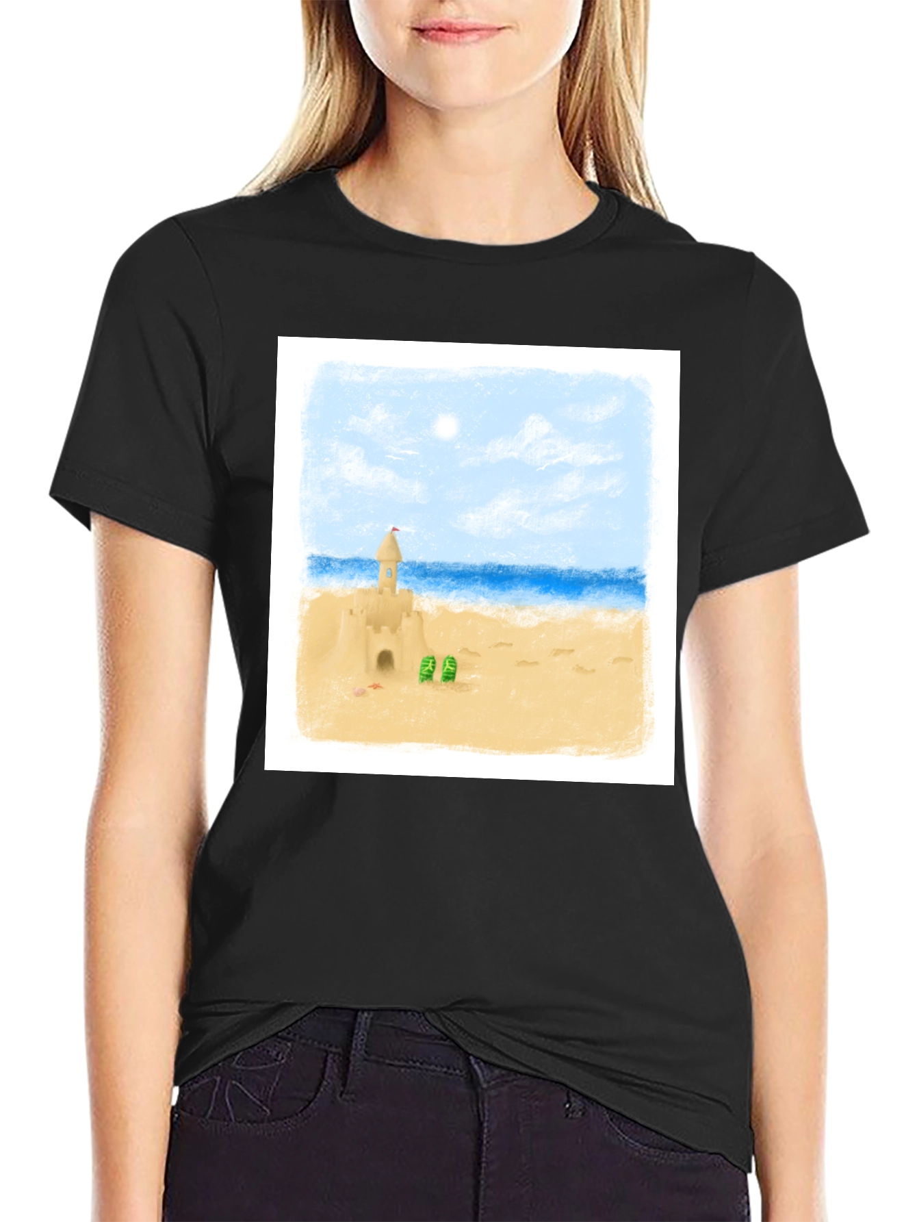 Sandcastle Beach Day T-Shirt - Black