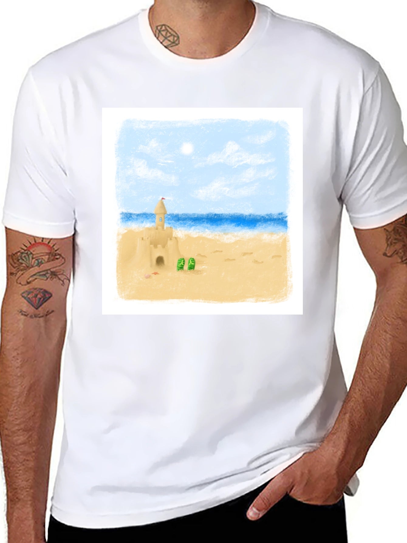 Sandcastle Beach Day T-Shirt - Black