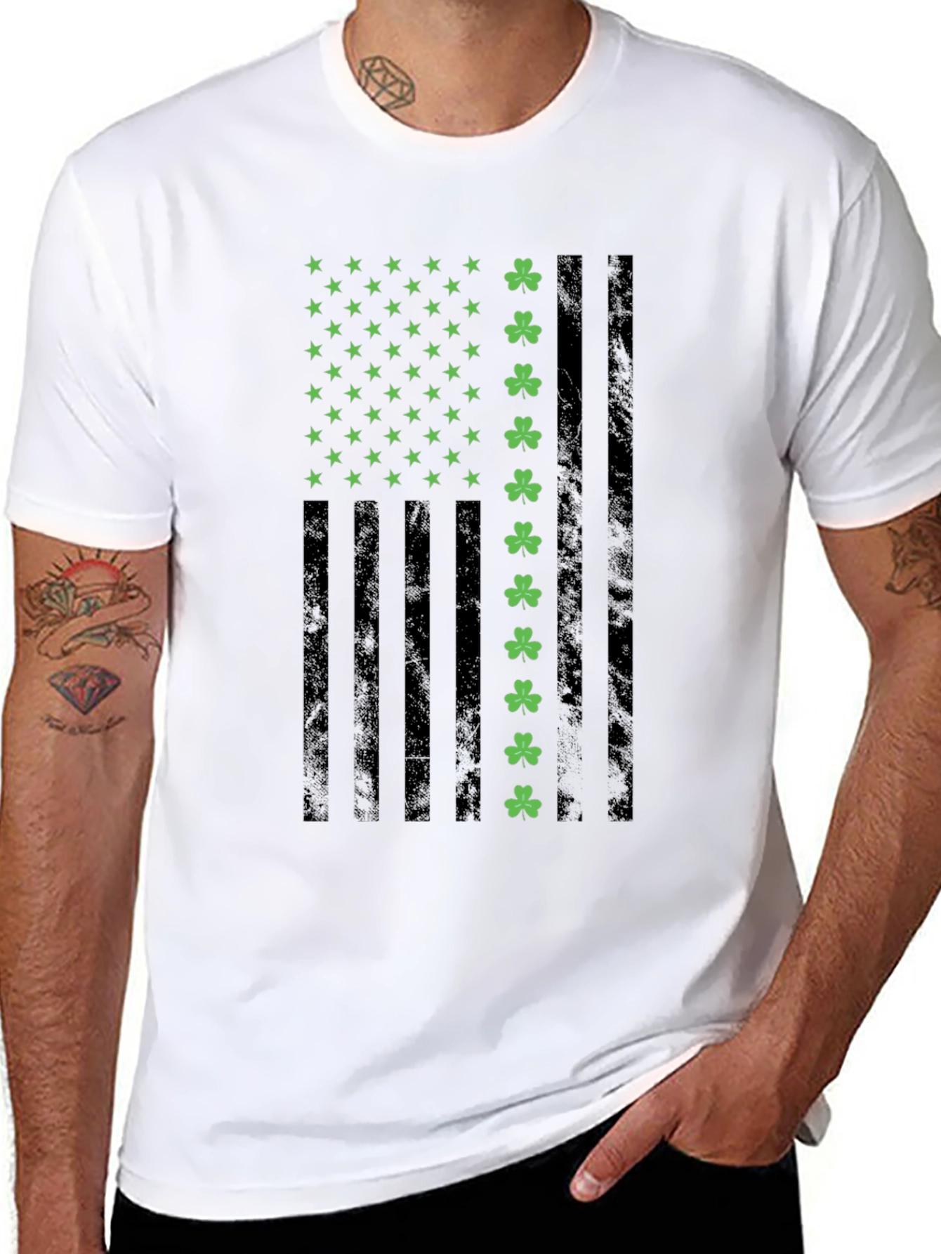 Shamrock USA Flag Graphic T-Shirt