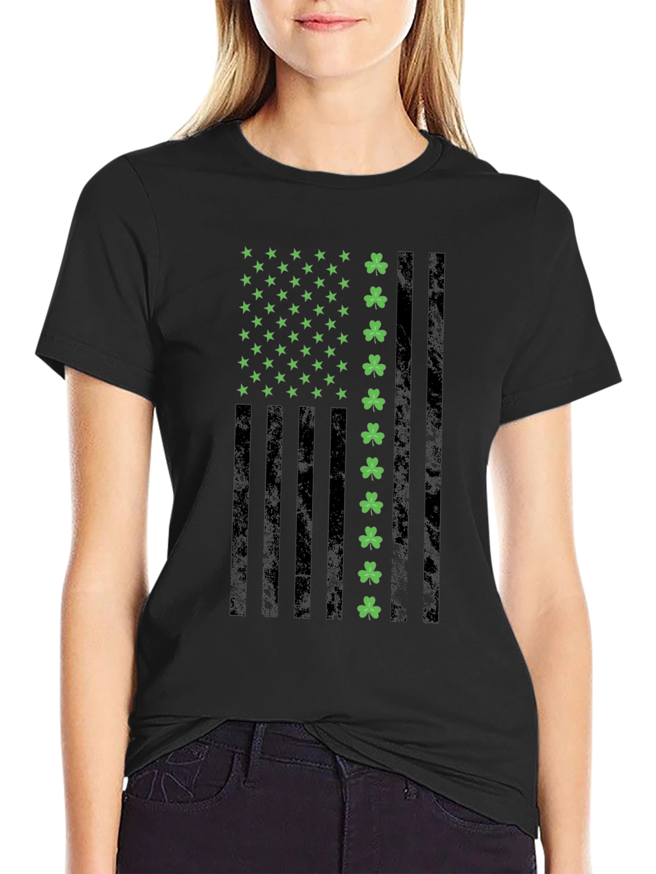 Shamrock USA Flag Graphic T-Shirt