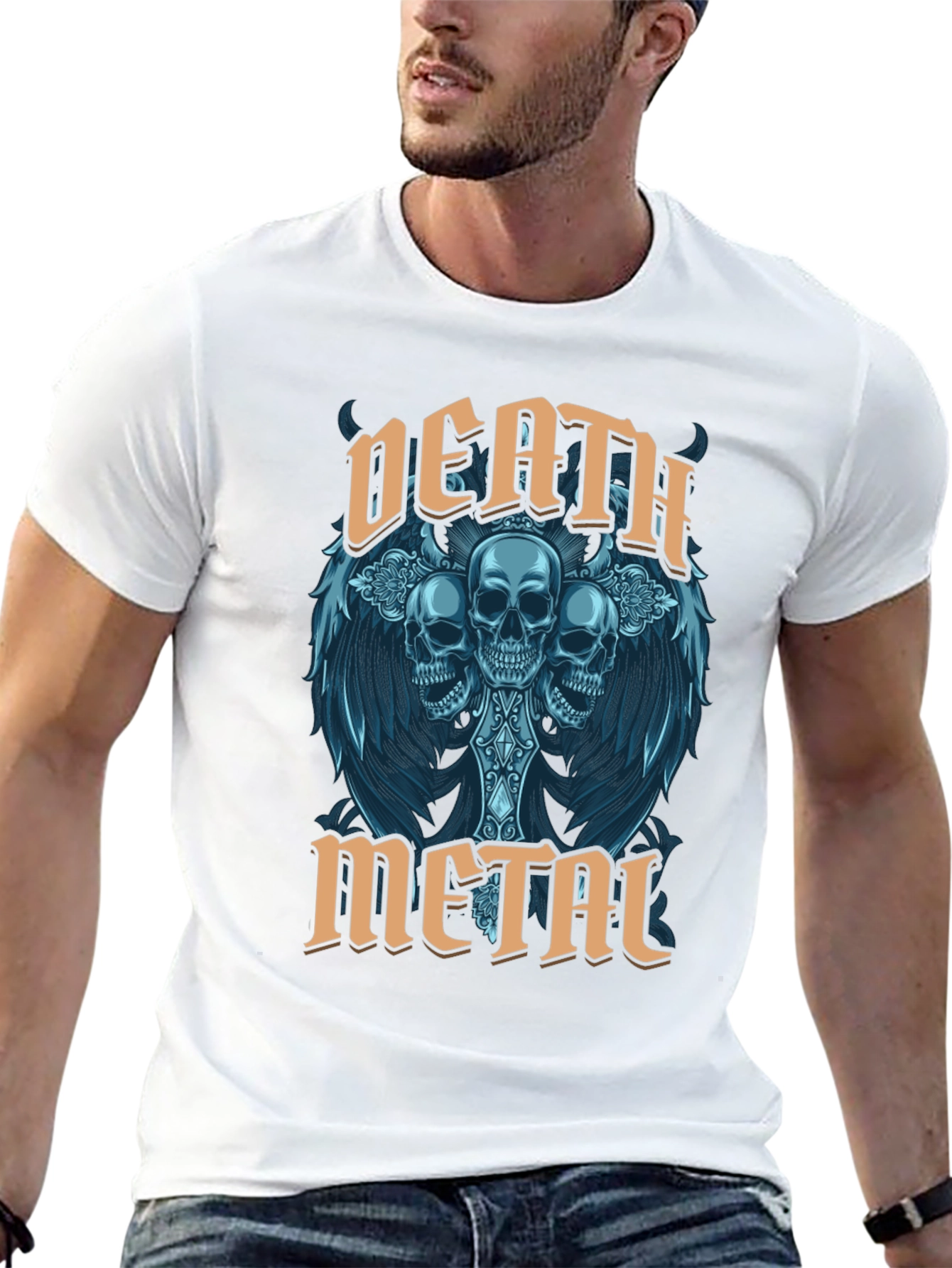 Death Metal Skull Graphic T-Shirt