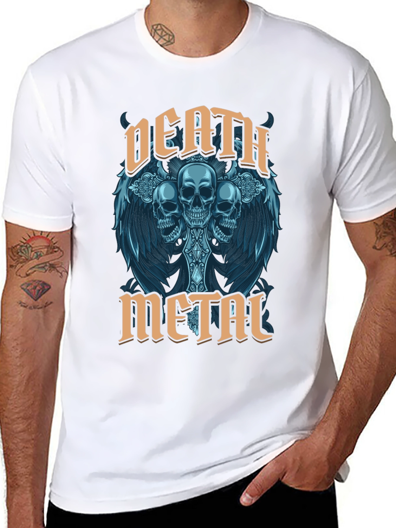 Death Metal Skull Graphic T-Shirt