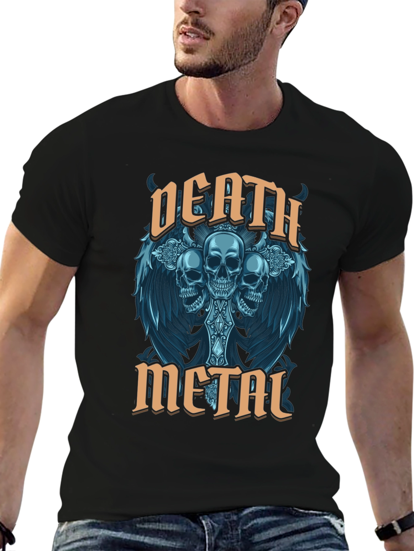 Death Metal Skull Graphic T-Shirt