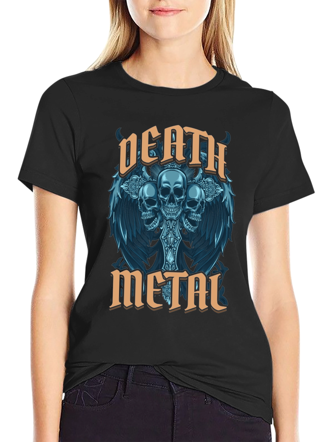 Death Metal Skull Graphic T-Shirt