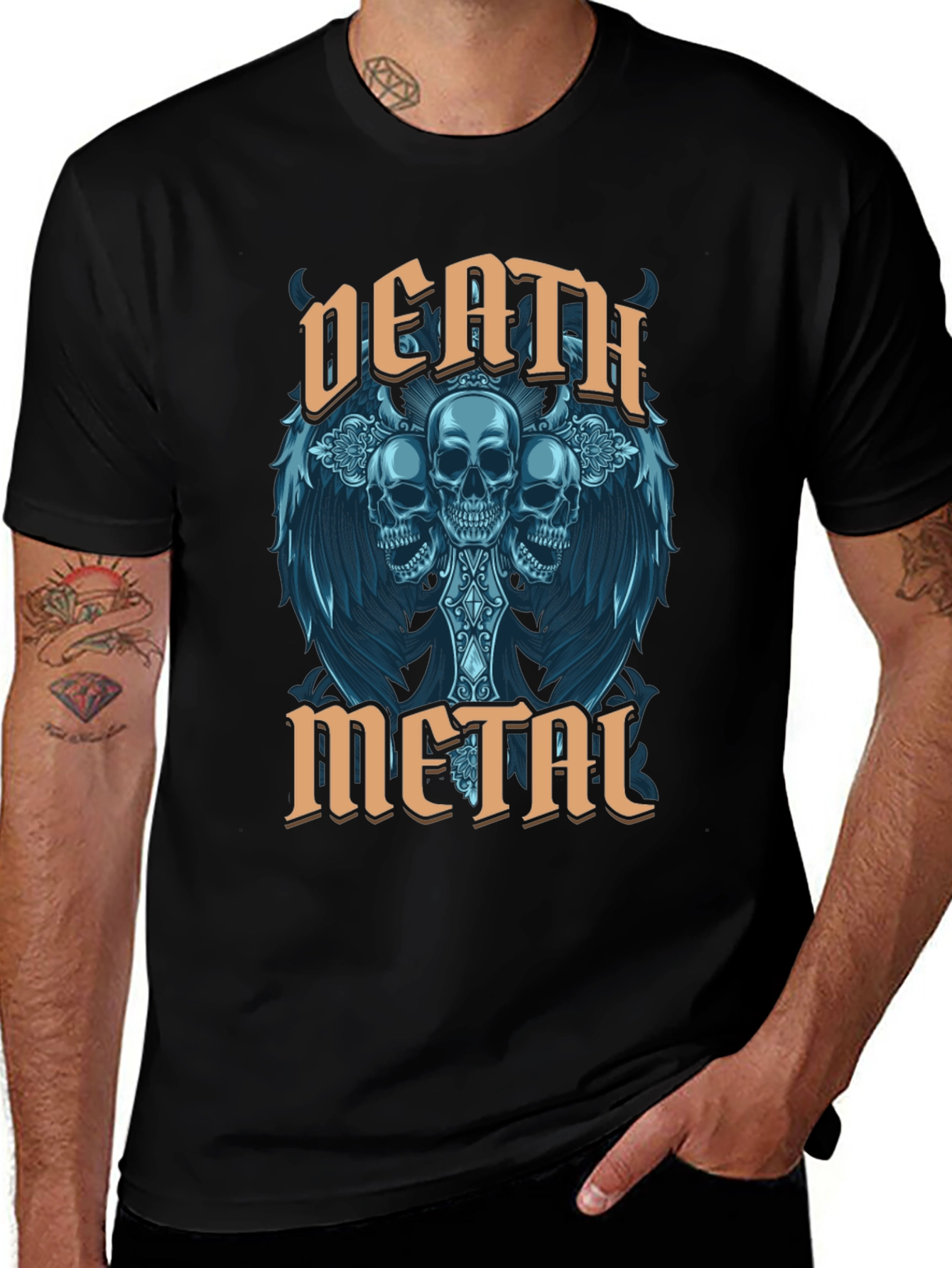 Death Metal Skull Graphic T-Shirt